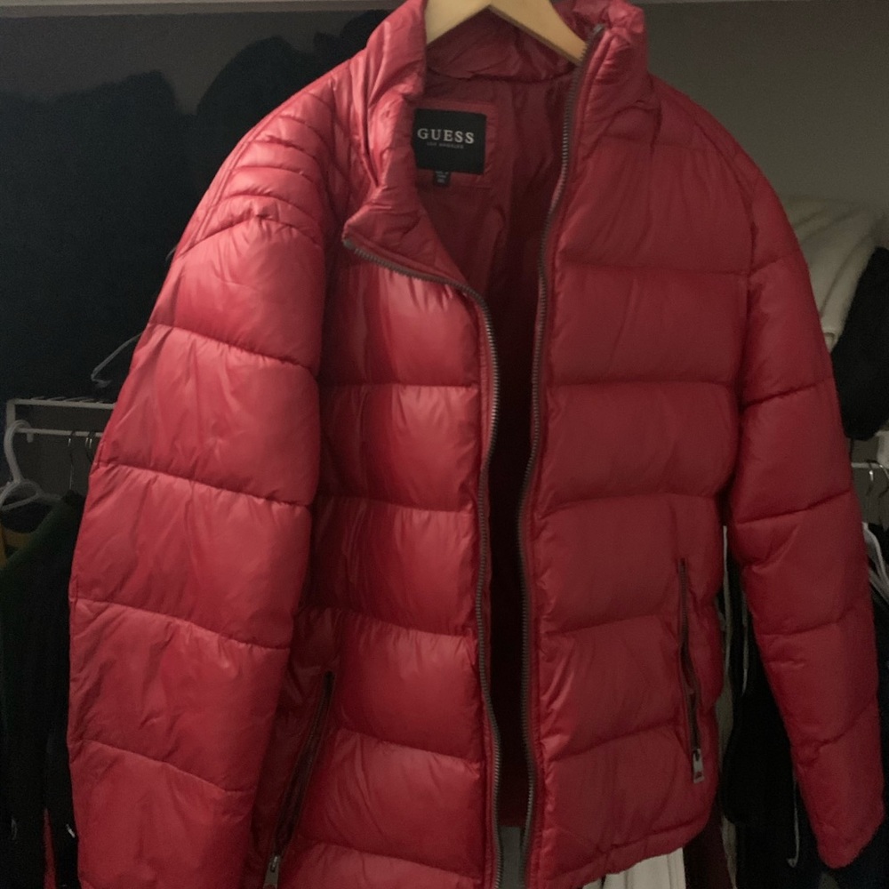Men’s Guess red bubble coat